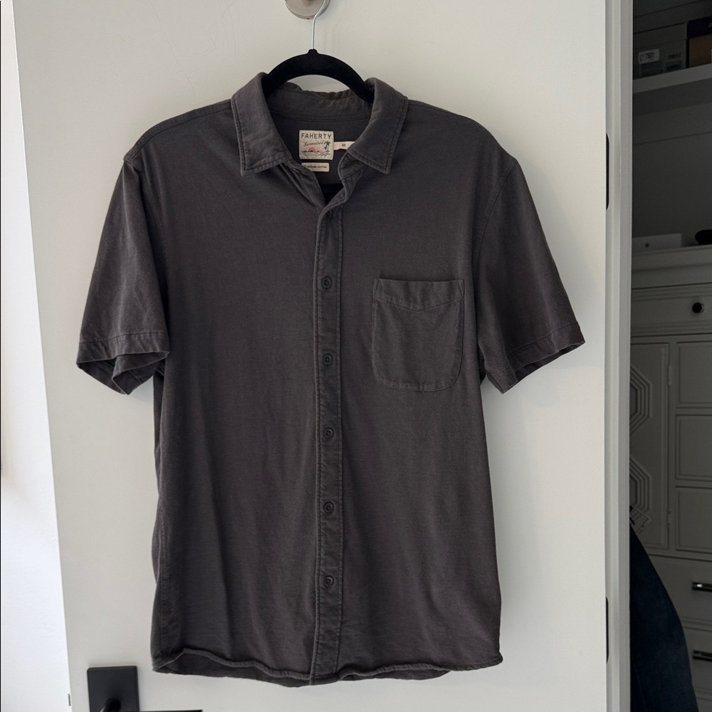 Faherty Men's Charcoal Button-Down Shirt